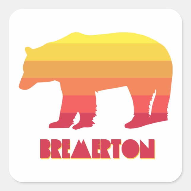 Sticker Carré Bear arc-en-ciel Bremerton Washington (Devant)