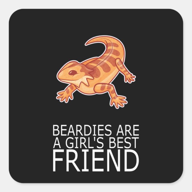 Sticker Carré Beared Dragon BARDIES FILLES MEILLEUR AMI Lizard (Devant)