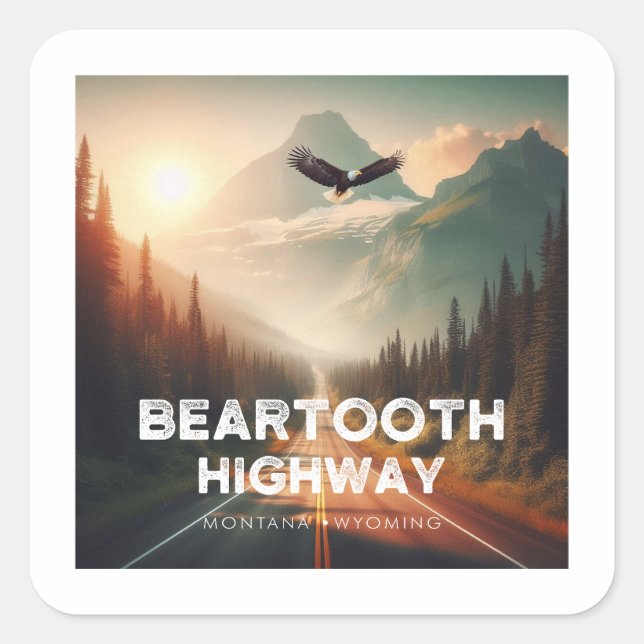 Sticker Carré Beartooth Highway Montana Aigle Wyoming (Devant)