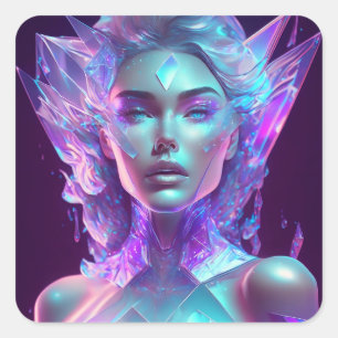 Sticker Carré Beau Ai Art Joli Verre Icy comme Femme