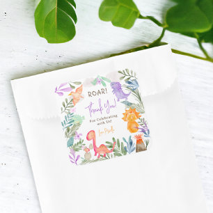 Sticker Carré Beau baby shower de verdure dinosaures merci