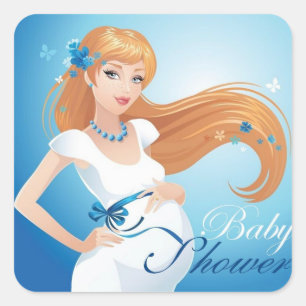 Sticker Carré Beau baby shower mignon de femme enceinte