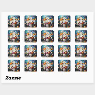 Sticker Carré Beau bouquet, illustration décorative,