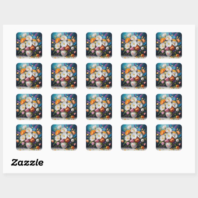 Sticker Carré Beau bouquet, illustration décorative, (Feuille)