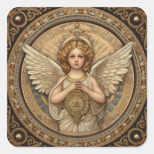 Sticker Carré Beau Cherub Angel (Devant)