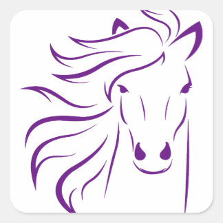 Sticker Carré Beau Cheval avec Mane Glamour
