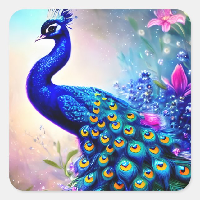 Sticker Carré Beau Imaginaire Peacock (Devant)