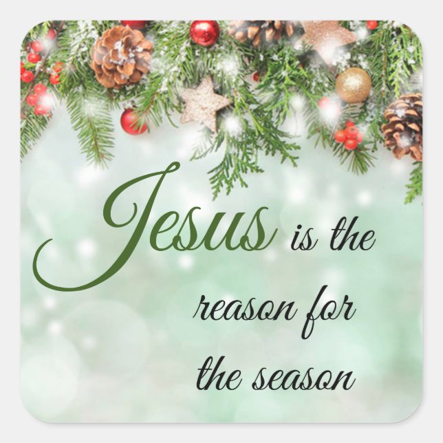 Sticker Carré Beau Jésus Est La Raison De La Saison (Devant)