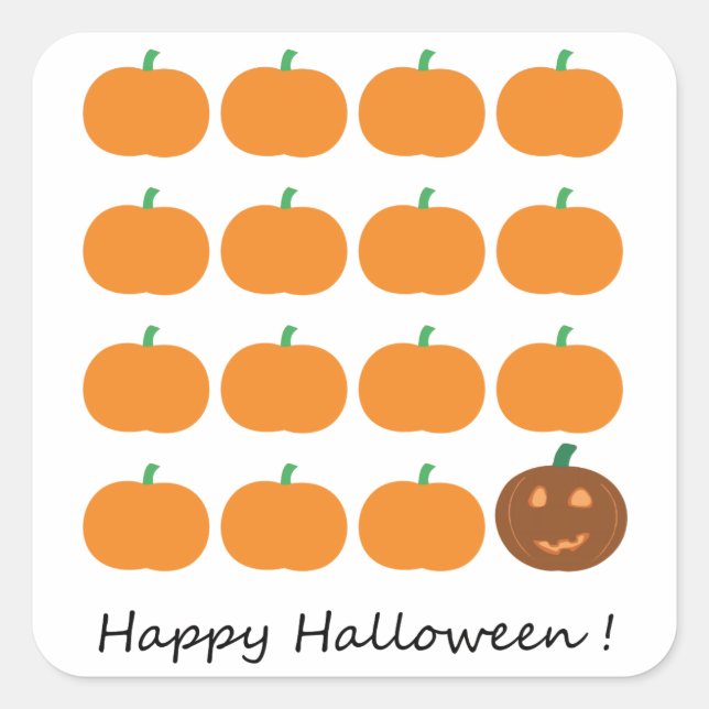 Sticker Carré Beau Patch Citrouille Halloween (Devant)