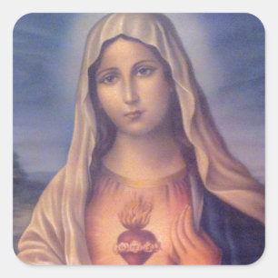 Sticker Carré Beau Sacré Coeur Religieux de Vierge Marie