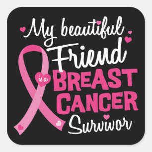 Sticker Carré Beau survivant de cancer du sein d'ami