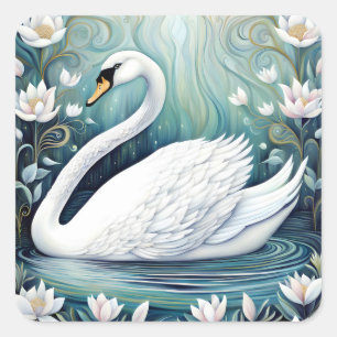 Sticker Carré Beau Swan