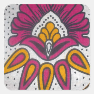 Sticker Carré Beau tissu africain coloré Motif Art Imprimer
