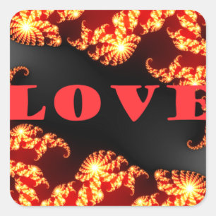 Sticker Carré Beau univers coloré extraordinaire Love text