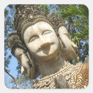 Sticker Carré Beaucoup Face Wai ... Nong Khai, Isaan, Thaïlande