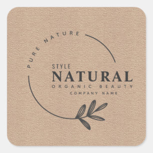 Sticker Carré Beauté biologique et cosmétiques à la feuille