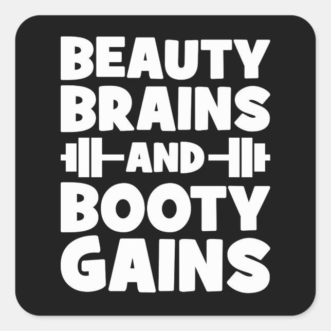 Sticker Carré Beauté, Cerveaux, Gains de Booty - Gymnase pour fe (Devant)