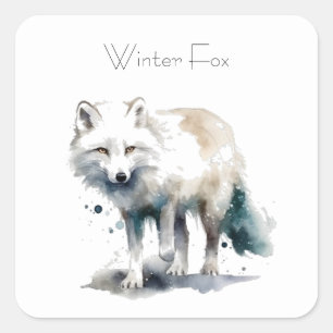 Sticker Carré Beauté de l'Arctique : Coutume de Fox d'hiver