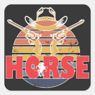 Sticker Carré Beauté et grâce des chevaux Vintage équestre