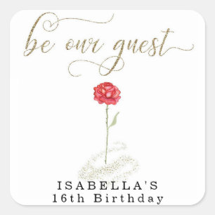 Sticker Carré Beauté et la bête Mariage nuptiale d'anniversaire