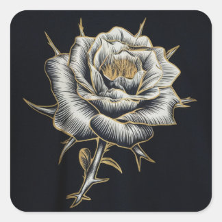Sticker Carré Beauté Ethérée : Un Rose des ténèbres