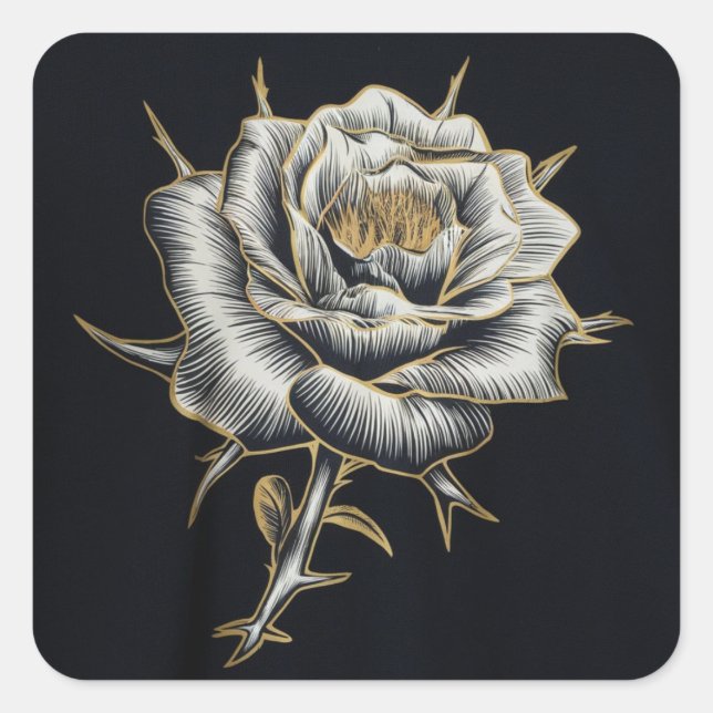 Sticker Carré Beauté Ethérée : Un Rose des ténèbres (Devant)