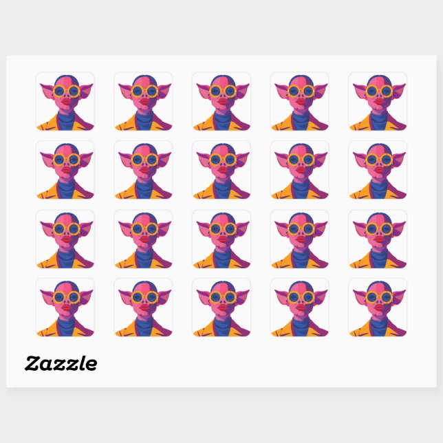 Sticker Carré Beauté porcine (Feuille)
