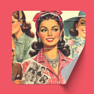 Sticker Carré Beauté vintage Fashion Girls