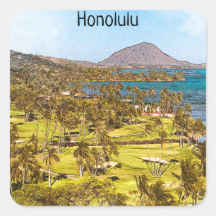 Sticker Carré Beautiful Honolulu Oahu Scenery Voyage