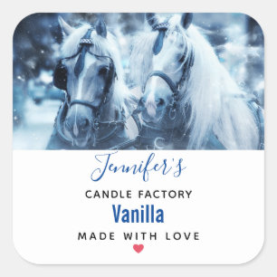Sticker Carré Beautiful Horse Team Winter Photo Candle Business