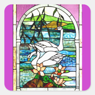 Sticker Carré Beaux Cygnes Vitrages
