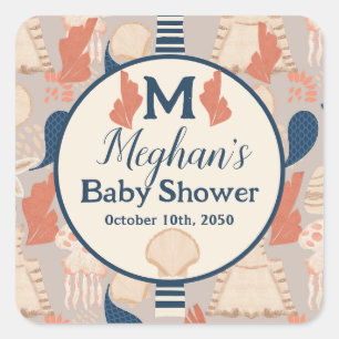 Sticker Carré Bébé à bord Baby shower nautique