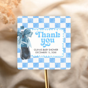 Sticker Carré Bébé Bleu Elle est Prête à Arriver Baby Shower