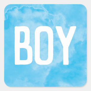 Sticker Carré Bébé Bleu Genre Révéler Fumée Bombe Fête