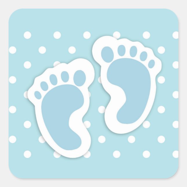 Sticker Carré Bébé bleu mou Pieds de garçon (Devant)