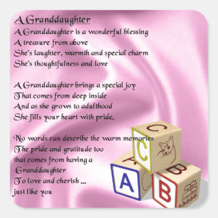 Sticker Carré Bébé Blocks Grandgirl poème
