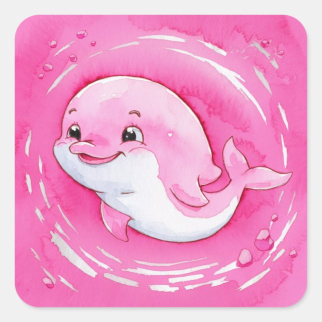 Sticker Carré Bébé Dauphin (Devant)