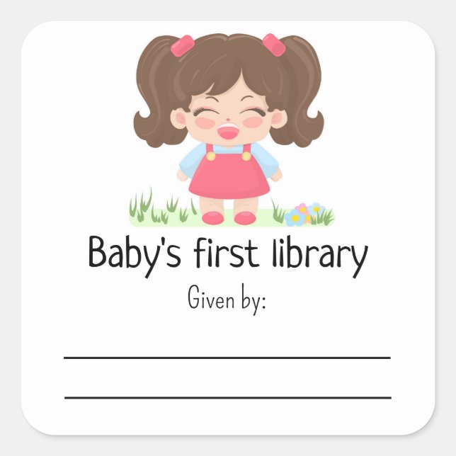 Sticker Carré Bébé fille rit - Baby shower plaque (Devant)