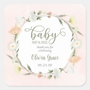 Sticker Carré Bébé Fleur Sauvage Sip And See Merci