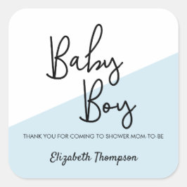 Sticker Carré Bébé Garçon bleu Baby shower personnalisé
