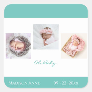 Sticker Carré Bébé Garçon fille mignonne naissance