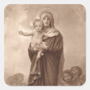 Sticker Carré Bébé Jésus et Mère Marie