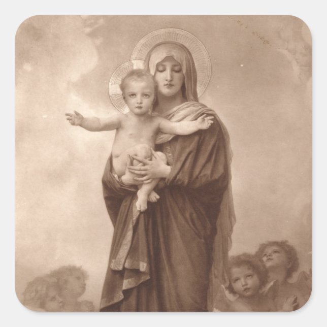 Sticker Carré Bébé Jésus et Mère Marie (Devant)