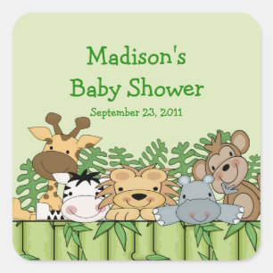 Sticker Carré Bébé Jungle Safari Baby shower Carré Sticker!