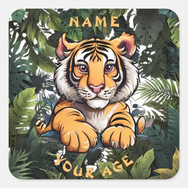 Sticker Carré Bébé mignon Lion enfants (Devant)