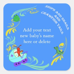 Sticker Carré Bébé mignon personnalisé de Cajun