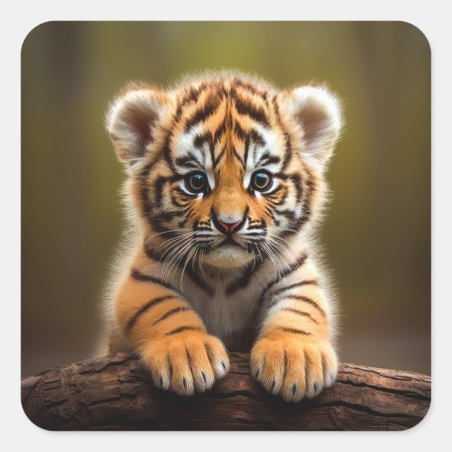Sticker Carré Bébé mignon tigre (Devant)