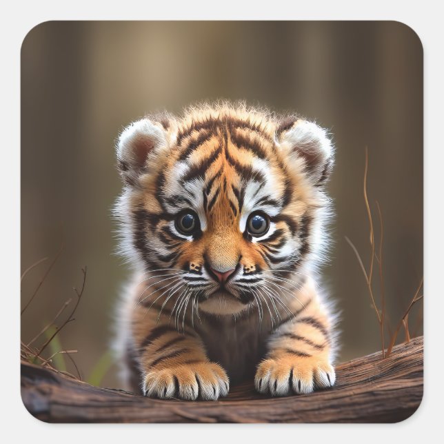 Sticker Carré Bébé mignon tigre (Devant)