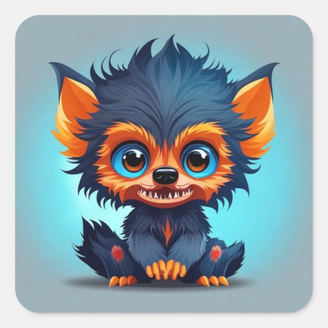 Sticker Carré Bébé mignon Werewolf (Devant)