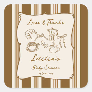 Sticker Carré Bébé prépare du café, cadeau de baby shower